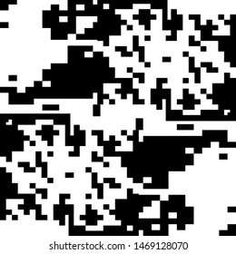 Pixel background. Abstract geometric black and white vector art.