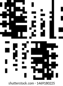 Pixel background. Abstract geometric black and white vector art.