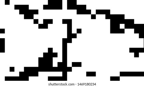 Pixel background. Abstract geometric black and white vector art.
