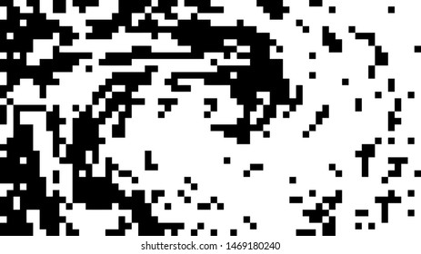 Pixel background. Abstract geometric black and white vector art.