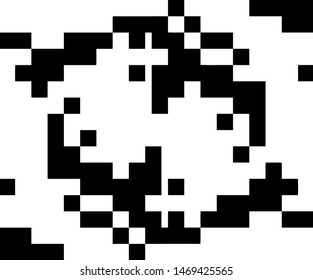 Pixel background. Abstract geometric black and white vector art.