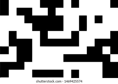 Pixel background. Abstract geometric black and white vector art.