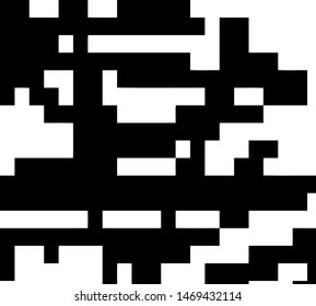 Pixel background. Abstract geometric black and white vector art.