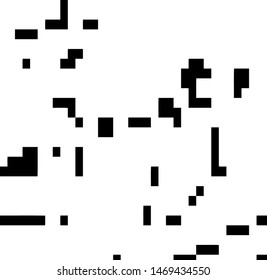 Pixel background. Abstract geometric black and white vector art.