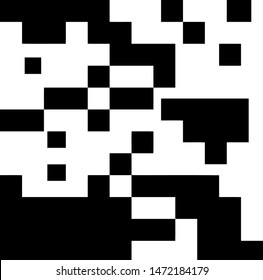 Pixel background. Abstract geometric black and white vector art.