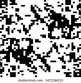 Pixel background. Abstract geometric black and white vector art.