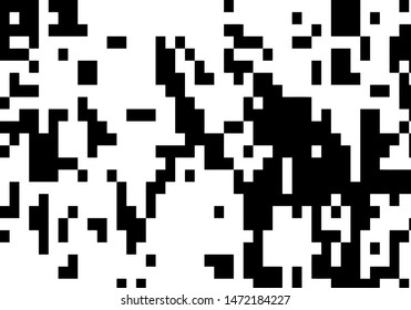 Pixel background. Abstract geometric black and white vector art.