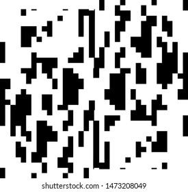 Pixel background. Abstract geometric black and white vector art.