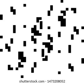 Pixel background. Abstract geometric black and white vector art.