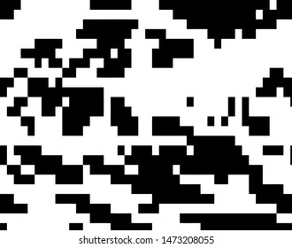 Pixel background. Abstract geometric black and white vector art.