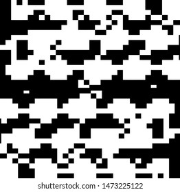 Pixel background. Abstract geometric black and white vector art.