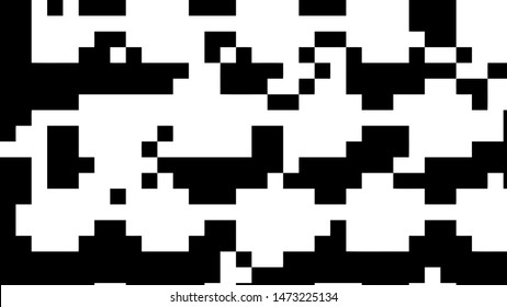 Pixel background. Abstract geometric black and white vector art.