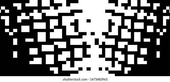 Pixel background. Abstract geometric black and white vector art.