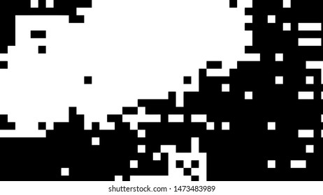 Pixel background. Abstract geometric black and white vector art.