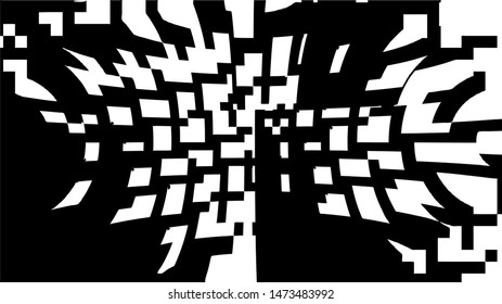 Pixel background. Abstract geometric black and white vector art.