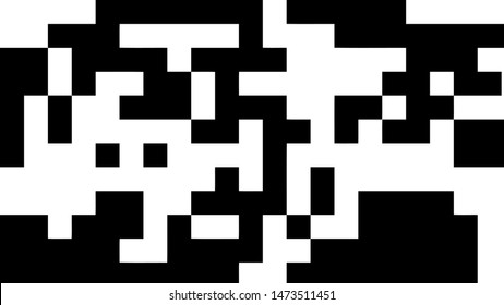 Pixel background. Abstract geometric black and white vector art.