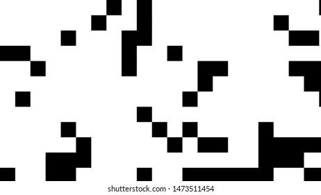 Pixel background. Abstract geometric black and white vector art.