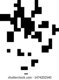 Pixel background. Abstract geometric black and white vector art.