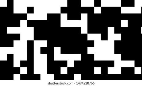 Pixel background. Abstract geometric black and white vector art.