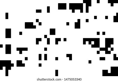 Pixel background. Abstract geometric black and white vector art.