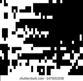 Pixel background. Abstract geometric black and white vector art.