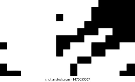 Pixel background. Abstract geometric black and white vector art.