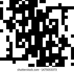Pixel background. Abstract geometric black and white vector art.