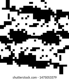 Pixel background. Abstract geometric black and white vector art.