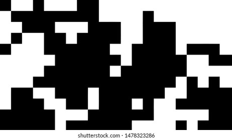 Pixel background. Abstract geometric black and white vector art.