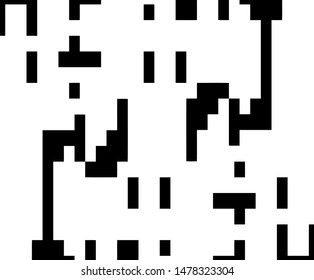 Pixel background. Abstract geometric black and white vector art.