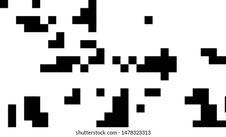 Pixel background. Abstract geometric black and white vector art.