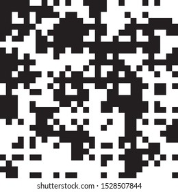 Pixelhintergrund, abstrakte geometrische Schwarz-Weiß-Vektorkunst, unregelmäßige verwickelte Formen-Design, zufällige Digitalkamera Nahtloses chaotisches Muster