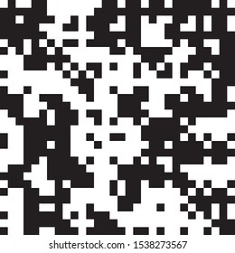 Pixel Background, Abstract Geometric Black and White Vector Art, Irregular Tangled Shapes Design, Random Order Digital Camouflage Seamless Chaotic Pattern