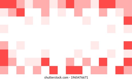 Pixel Background Abstract Red and White Texture with Pixelated Design and an Aspect Ratio of 16:9. Vector Image.