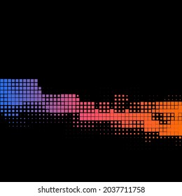 Pixel background in blue pink and orange gradient colors. Vector illustration
