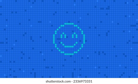 Fondo de Pixel con una alegre sonrisa. Antecedentes abstractos. Ilustración vectorial