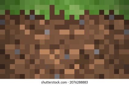 Pixel background. The concept of games background. Pixel grass and ground background. Wallpaper for printing. Vector illustration EPS 10