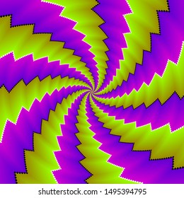 Pixel background with green and purple spin illusion.