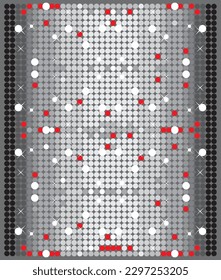 Pixel background of round elements. Dotted pattern. Decay effect. Pixel mosaic textures with simple round particles. Vector on a white background. Party, disco in retro style 60-70s.