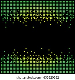 Pixel background texture in green with copy space. Vector light bitmap pattern backdrop and message space.