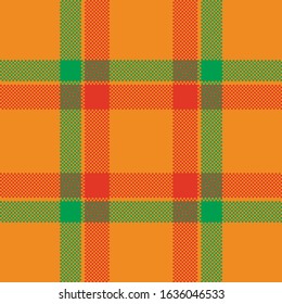 Pixel background vector design. Modern seamless pattern plaid. Square texture fabric. Tartan scottish textile. Beauty color madras ornament.