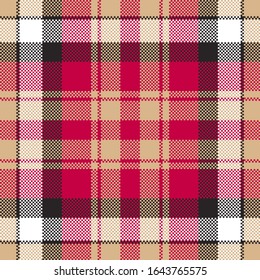 Pixel background vector design. Modern seamless pattern plaid. Square texture fabric. Tartan scottish textile. Beauty color madras ornament.
