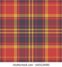 Pixel background vector design. Modern seamless pattern plaid. Square texture fabric. Tartan scottish textile. Beauty color madras ornament.