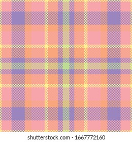 Pixel background vector design. Modern seamless pattern plaid. Square texture fabric. Tartan scottish textile. Beauty color madras ornament.