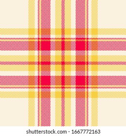 Pixel background vector design. Modern seamless pattern plaid. Square texture fabric. Tartan scottish textile. Beauty color madras ornament.
