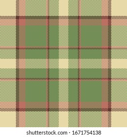 Pixel background vector design. Modern seamless pattern plaid. Square texture fabric. Tartan scottish textile. Beauty color madras ornament.