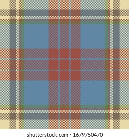 Pixel background vector design. Modern seamless pattern plaid. Square texture fabric. Tartan scottish textile. Beauty color madras ornament.