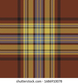 Pixel background vector design. Modern seamless pattern plaid. Square texture fabric. Tartan scottish textile. Beauty color madras ornament.