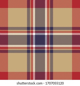 Pixel background vector design. Modern seamless pattern plaid. Square texture fabric. Tartan scottish textile. Beauty color madras ornament.