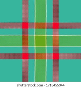 Pixel background vector design. Modern seamless pattern plaid. Square texture fabric. Tartan scottish textile. Beauty color madras ornament.